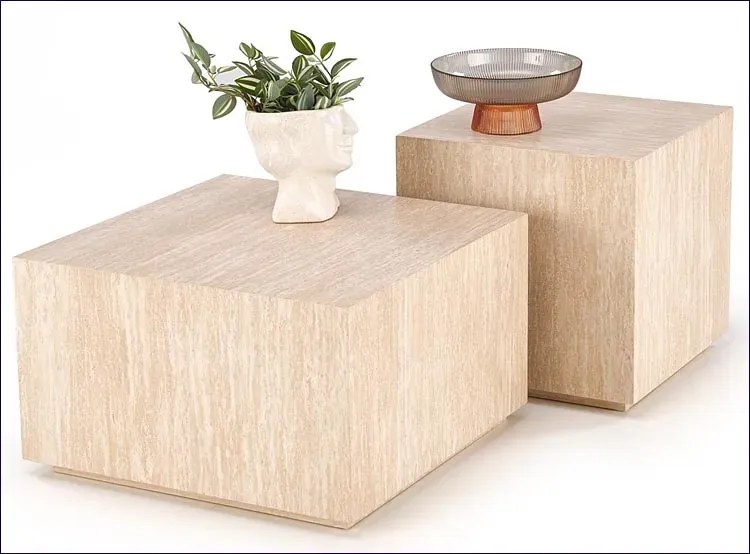 Minimalistyczna kwadratowa ława trawertyn D8-S71