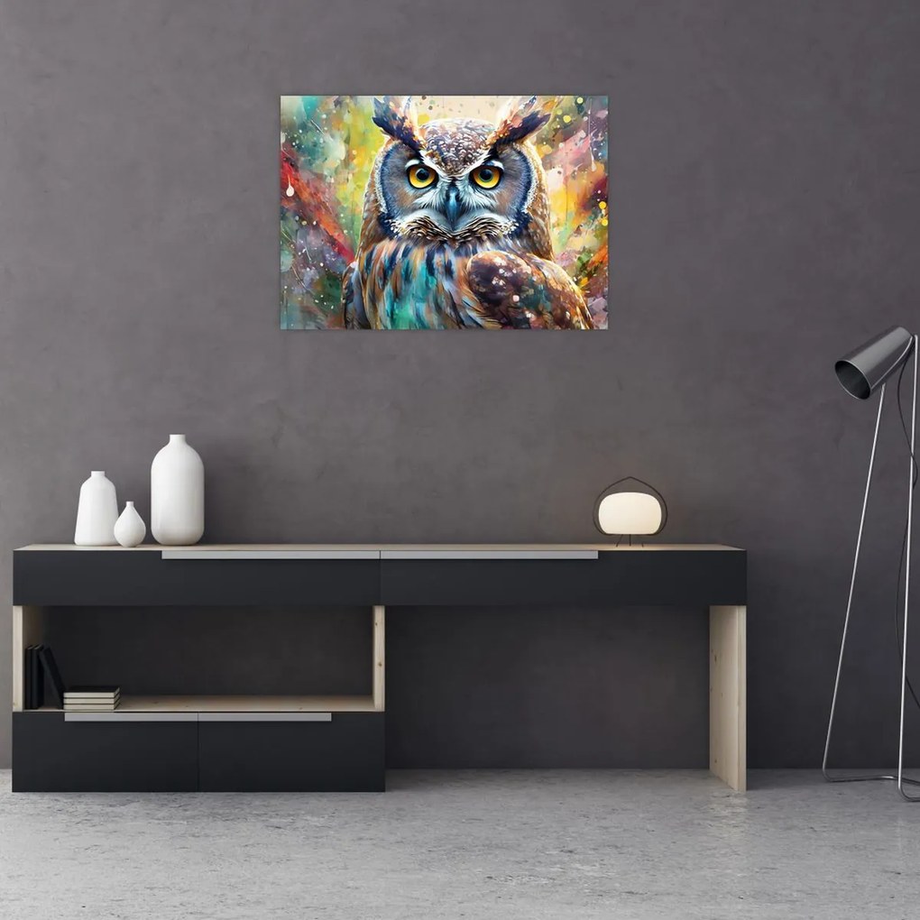 Obraz na szkle - Malowanie sowy (70x50 cm)