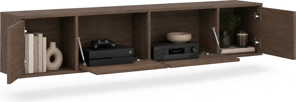 Szafka RTV czterodrzwiowa Zolia 180 cm wisząca - orzech elegant