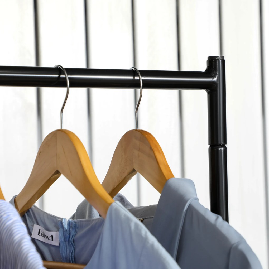 Outsunny Mobilny stojak na ubrania, wieszak na kółkach wytrzymały praktyczny czarny kolor 150x60x150-170cm