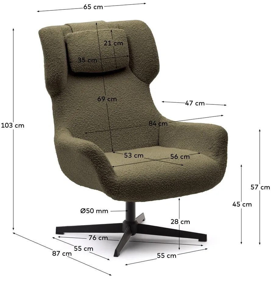 Ciemnozielony fotel Zalina – Kave Home