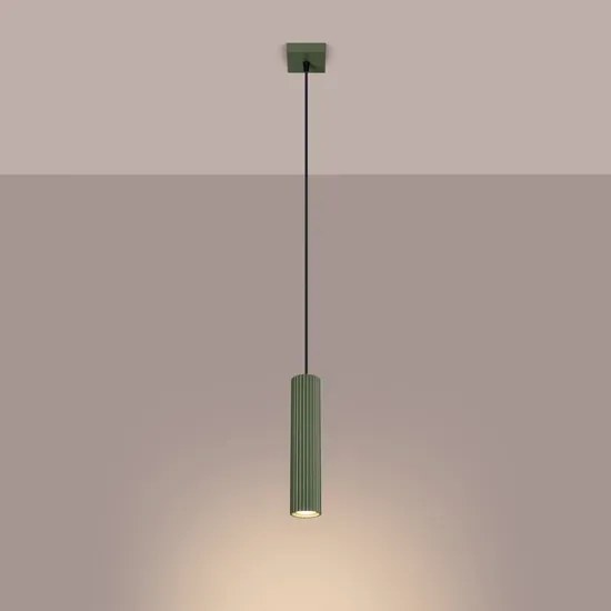 Zielona wisząca lampa karbowana F1-W15