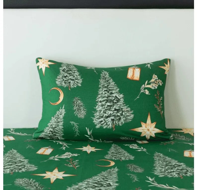 Poszewka na poduszkę z mikrofibry GREEN CHRISTMAS 70x90 cm, zielona