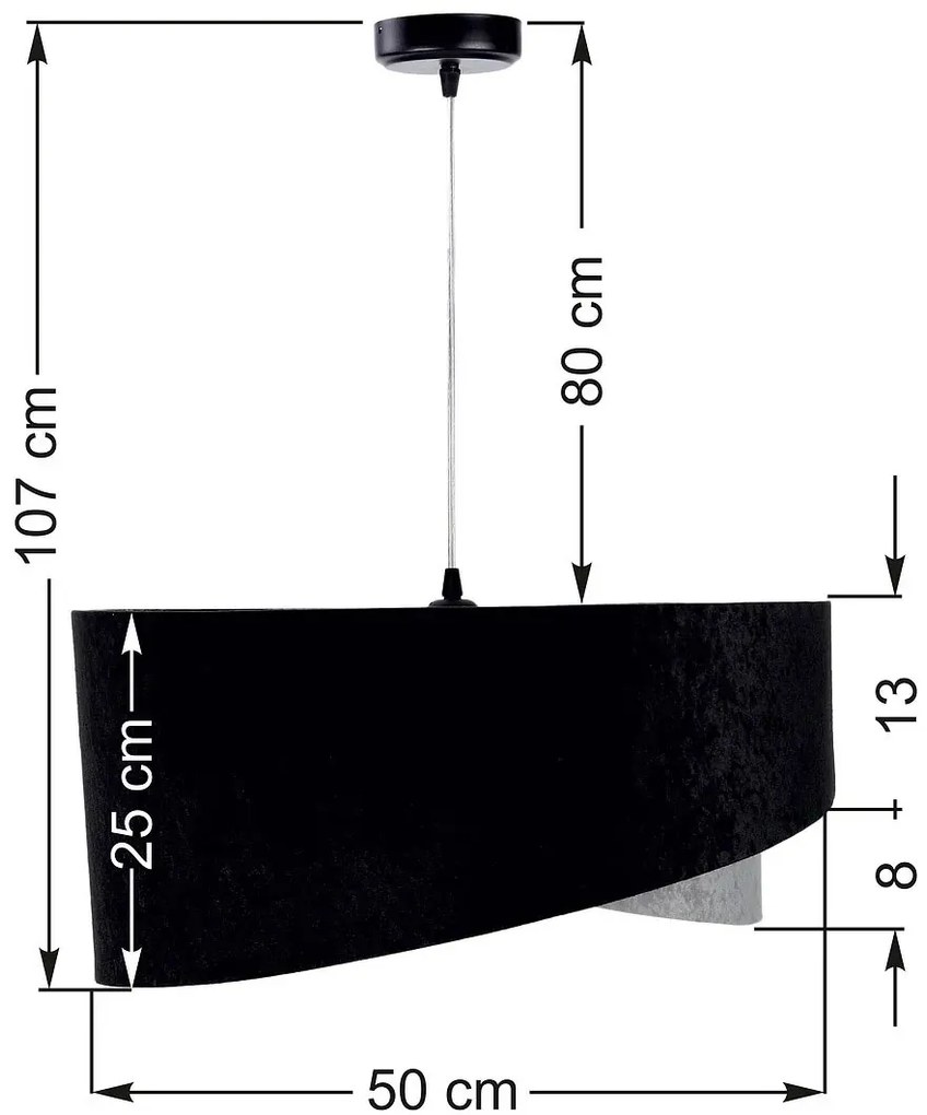 Czarno-szara lampa wisząca z weluru - EX981 Krombi 4X