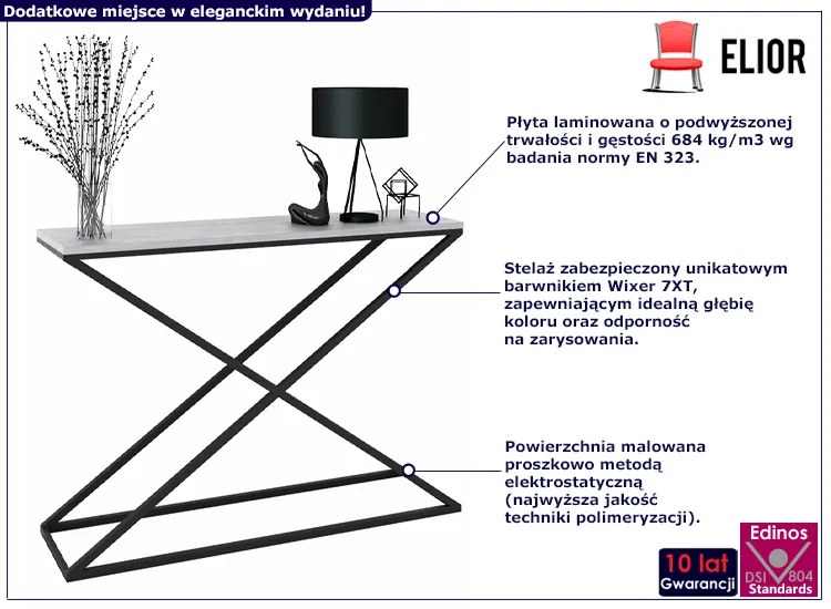 Nowoczesna konsola czarny + beton- Ergik 4X