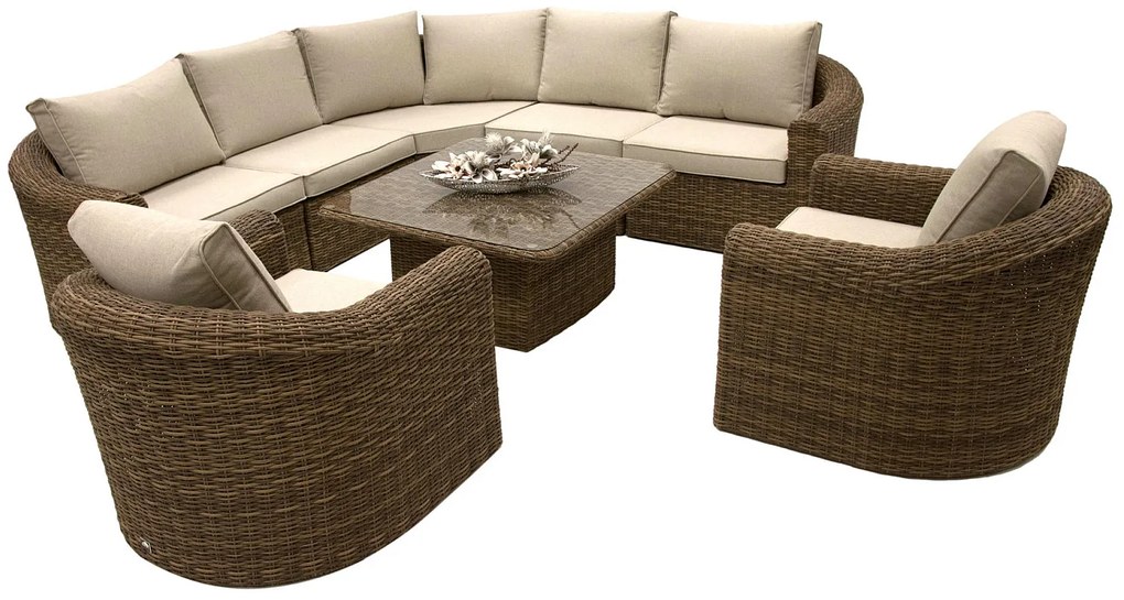Rattanowy zestaw modułowy BORNEO LUXURY dla 7 osób (brązowy)