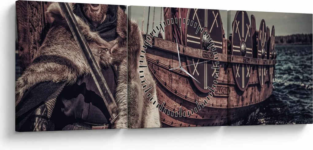 Obraz - Wiking (z zegarem) (90x30 cm)