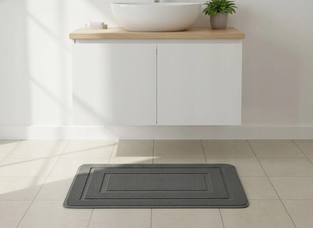 Dywanik Łazienkowy Ciemnoszary 40x60 cm Gumowy Spód Antypoślizgowy Ozdobny