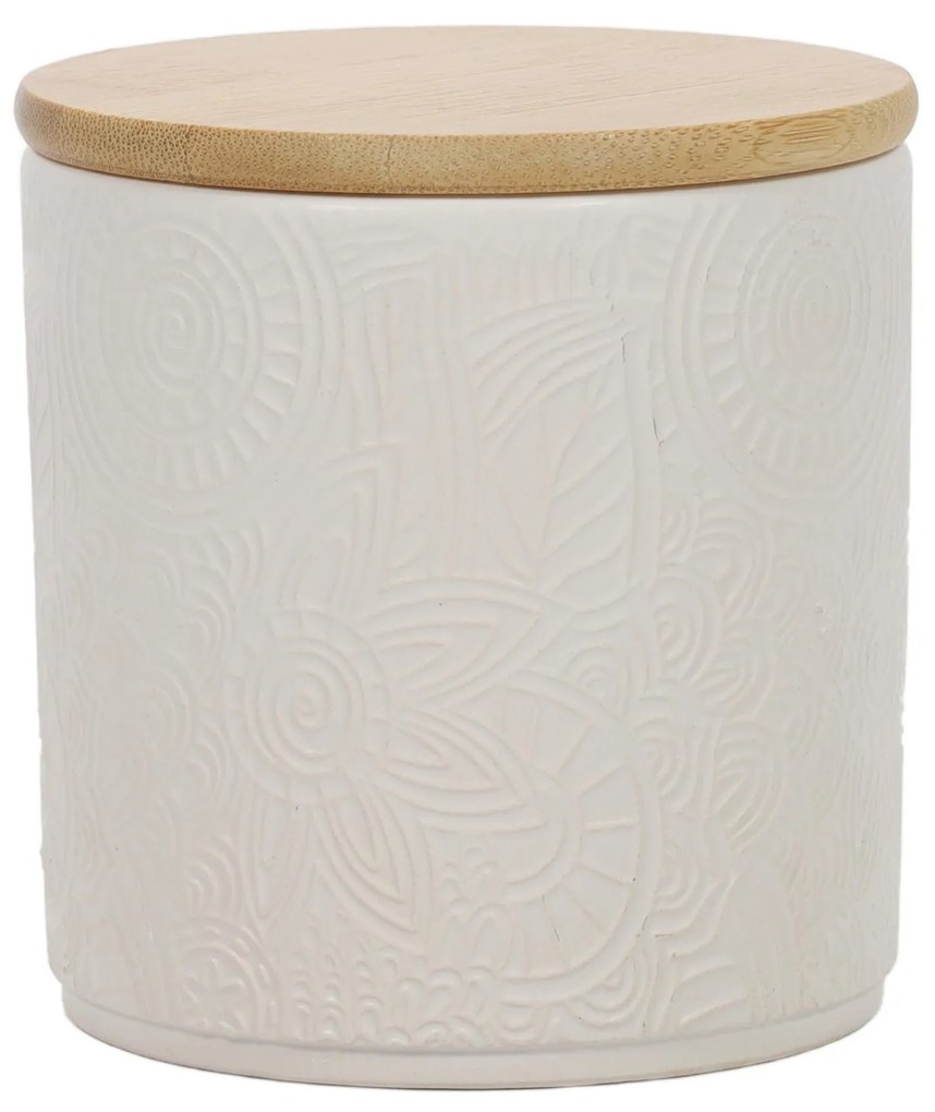 Słoik ceramiczny z pokrywką z bambusa, Ø 10 x 10,5 cm