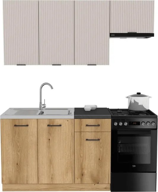 Zestaw Mebli Kuchennych MODERN 170 cm Kaszmir/Dąb Ryflowany Nowoczesny