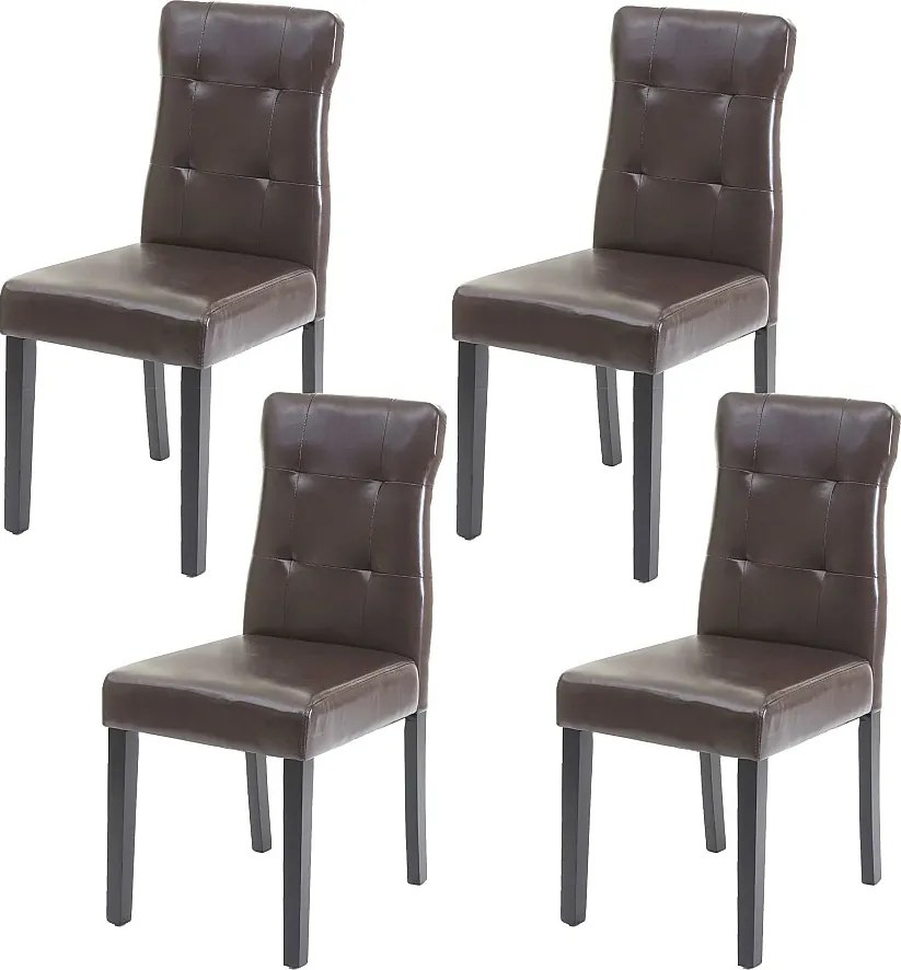 Krzesło do jadalni MCW-E58 (zestaw 4 szt.),  sztuczna skóra brązowa, ciemne nogi