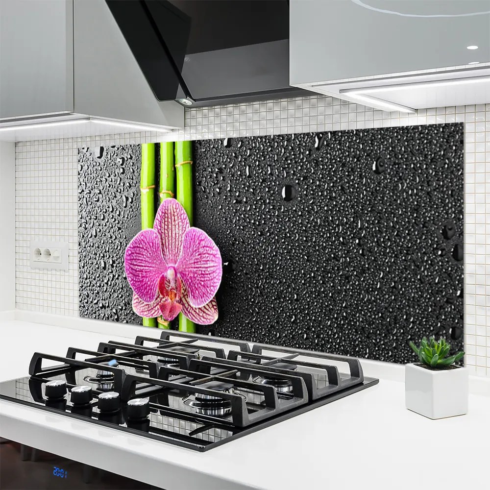 Panel Szklany Orientalny Bambus i Kwiaty