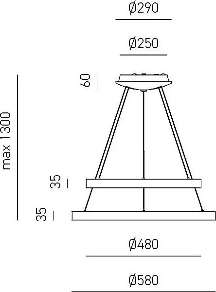 Krizia - podwójna lampa wisząca LED ściemnialna 88W, 6300 lm, ciepłe światło 3000K, pierścienie ze szczotkowanego złota, IP20, Ø60+80 cm