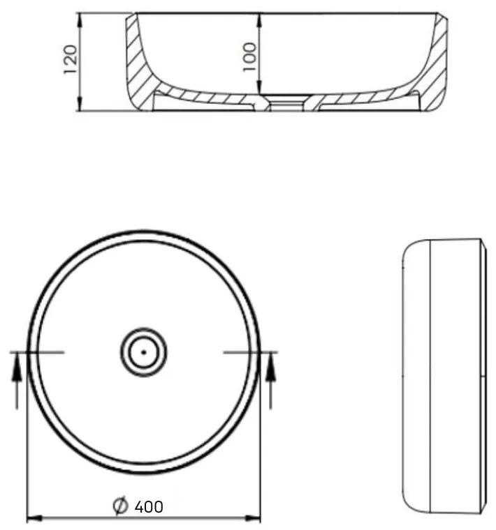 Umywalka z konglomeratu nablatowa okrągła beżowa 40 cm RONA beige : Wykończenie - matowe