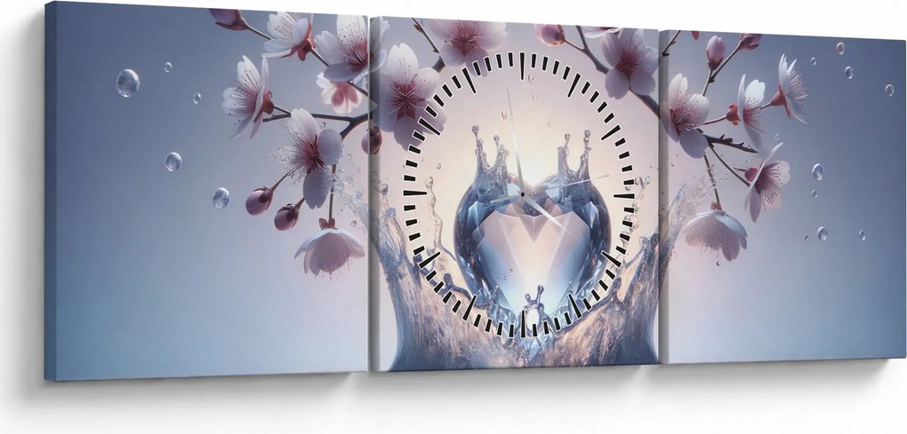 Obraz - Diamentowe serce (z zegarem) (90x30 cm)