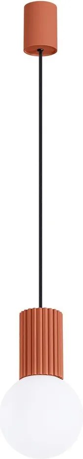 Pomarańczowa lampa wisząca ze szklanym kloszem ø 12 cm Orbital – Sollux