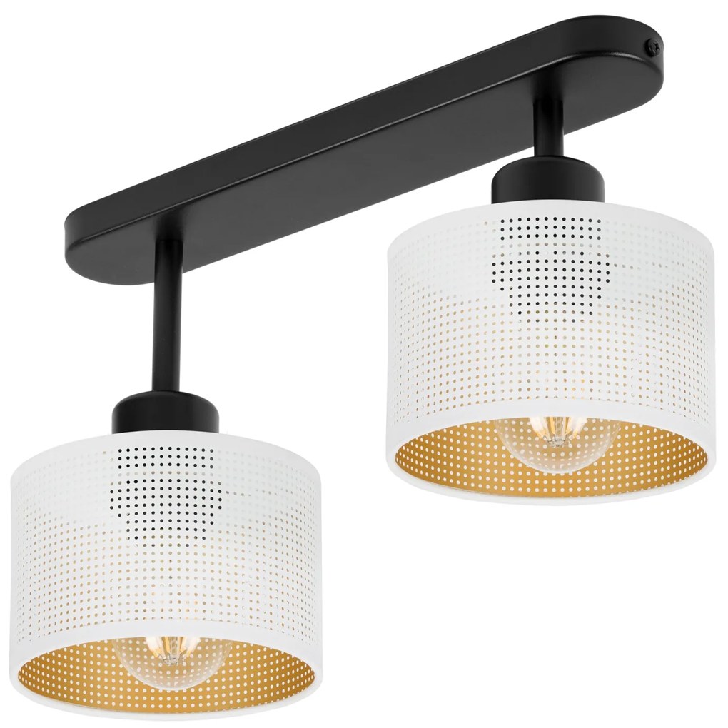 Lampa sufitowa czarna dwupunktowa z białymi abażurami B-3306SC-WE E27