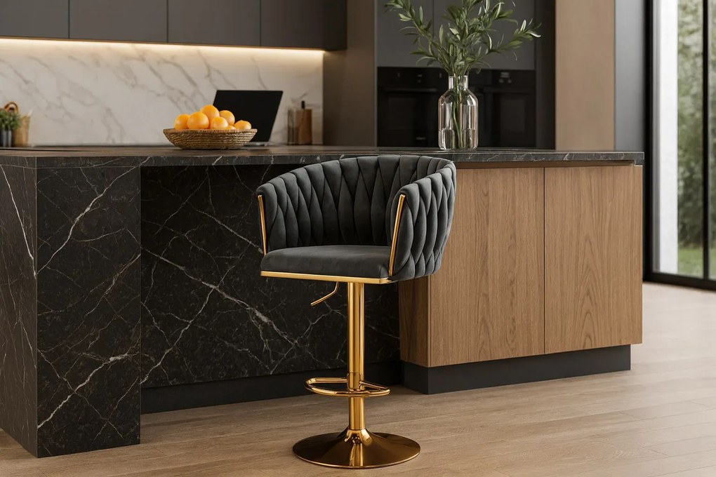 Nowoczesny szary hoker na złotej nodze P2-B27