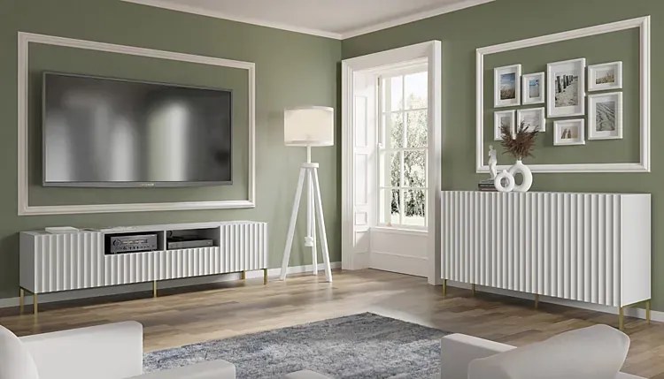 Biała komoda glamour na czarnych nogach - Dixter 7X