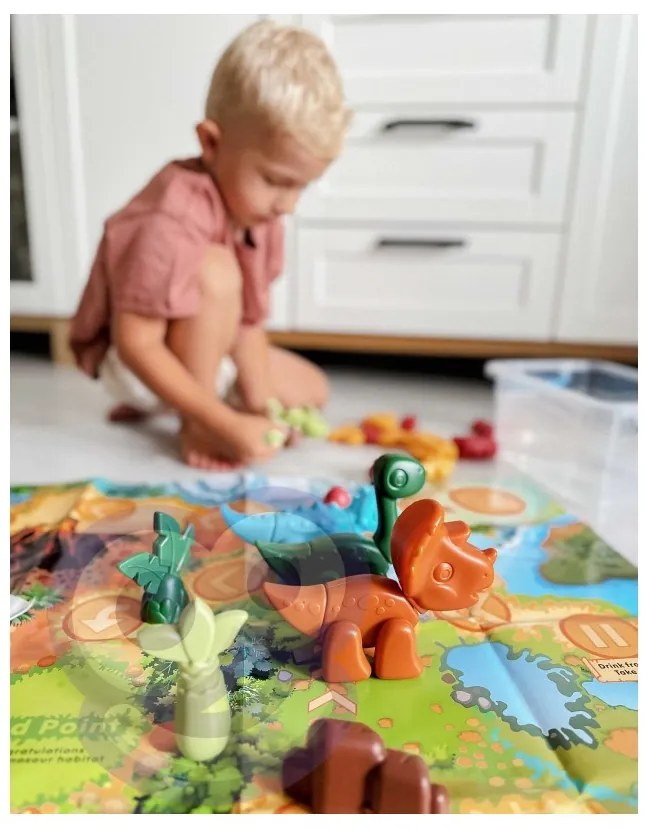 Woopie zestaw konstrukcyjny 2w1 gra planszowa dinozaury + kostka 46 el.
