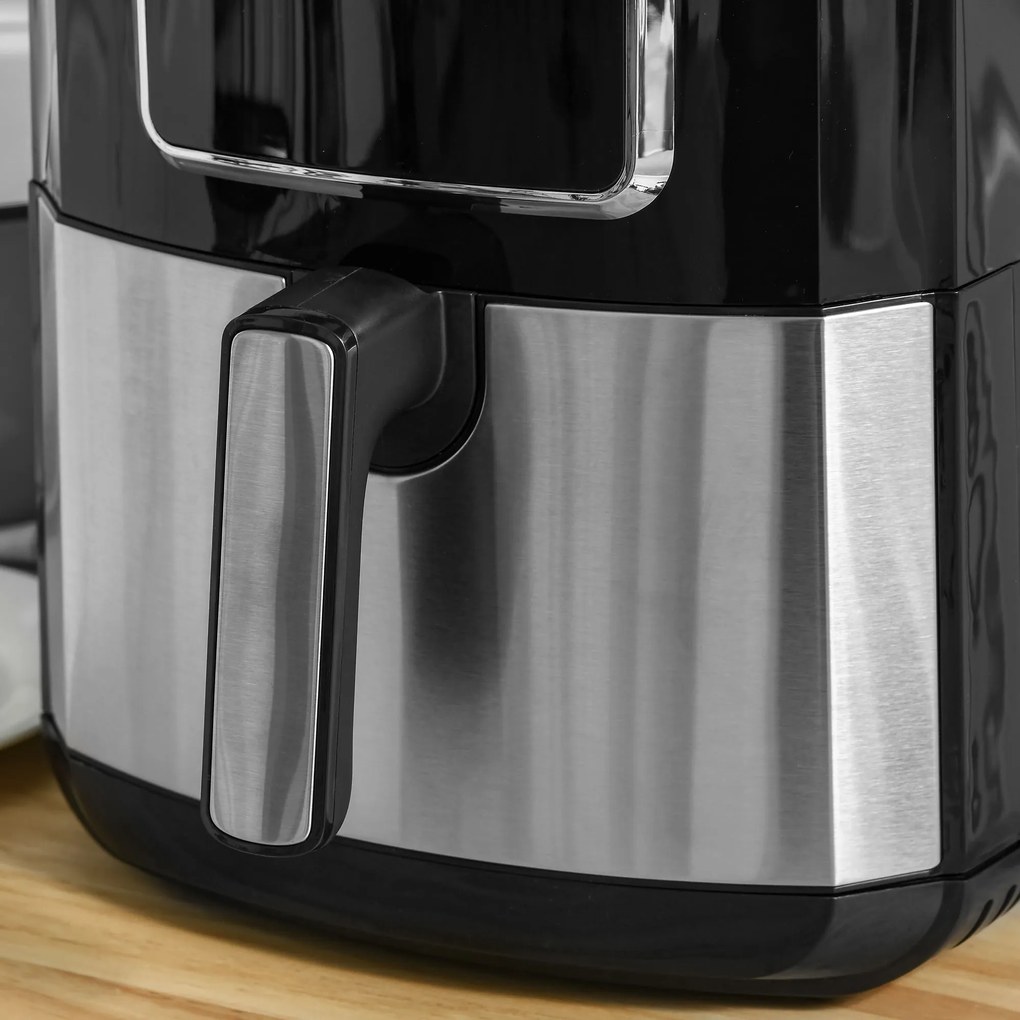 Frytkownica Powietrzna HOMCOM 65L 1700W Czarna Zdrowe Gotowanie Kosz z Powłoką Nieprzywierającą Duża Pojemność | Aosom PL