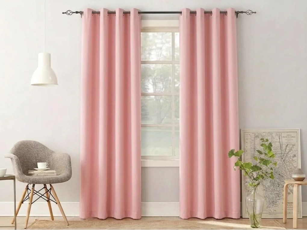 Zasłona OXFORD LIGHT 140x250 cm, różowa Zawieszanie: Taśma z wiązaniami