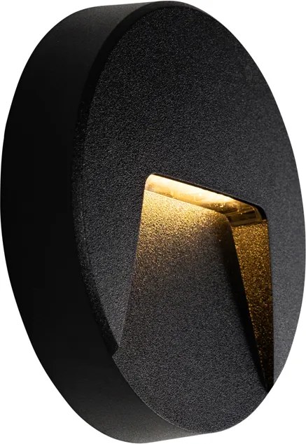 Zestaw 6 Okrągłych Czarnych Zewnętrznych Lamp Ściennych W Zestawie LED IP65 - Gem