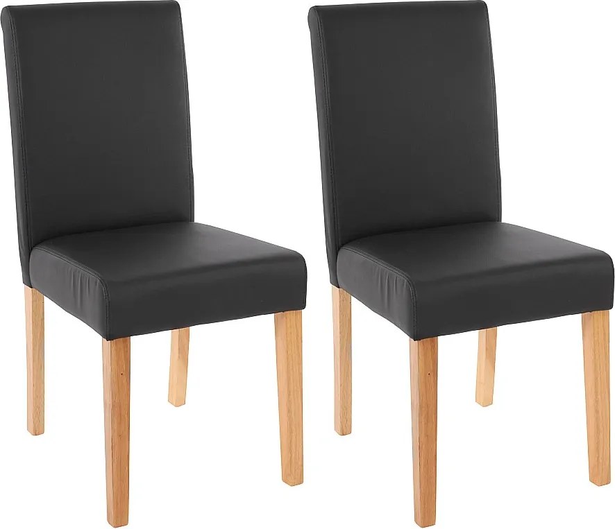 Zestaw 2 krzeseł do jadalni Littau ze sztucznej skóry,  imitacja skóry, czarny mat, jasne nogi