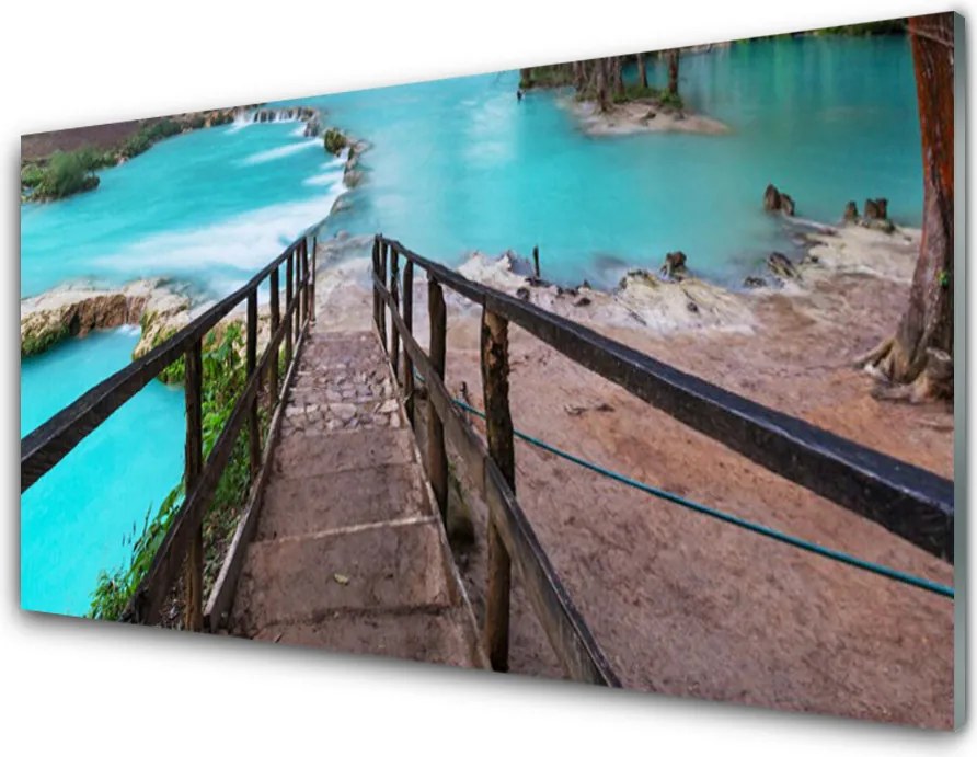 Panel Szklany Schody Prowadzące Do Jeziora