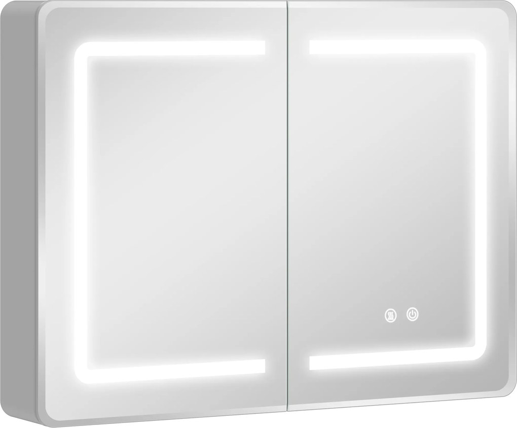 HOMCOM Szafka łazienkowa z lustrem LED, 60 x 80 cm, z funkcją odparowywania, regulowane oświetlenie w 3 kolorach | Aosom PL