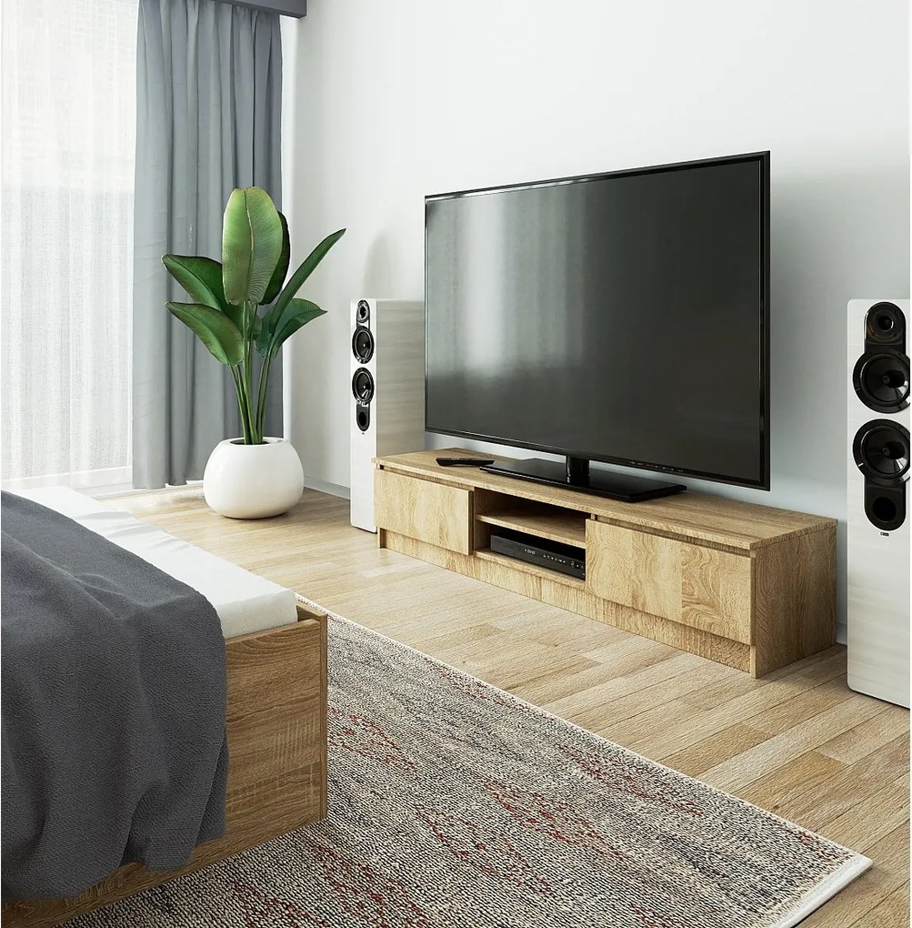 Szafka RTV AKORD Dąb Sonoma 160 cm 2 drzwi kolor Dąb Sonoma mat 2 półki 160x40x33 cm