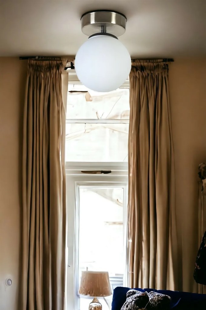Lampa sufitowa Yeni Can Tekli Mat Krom Beyaz CamliAvize, biała