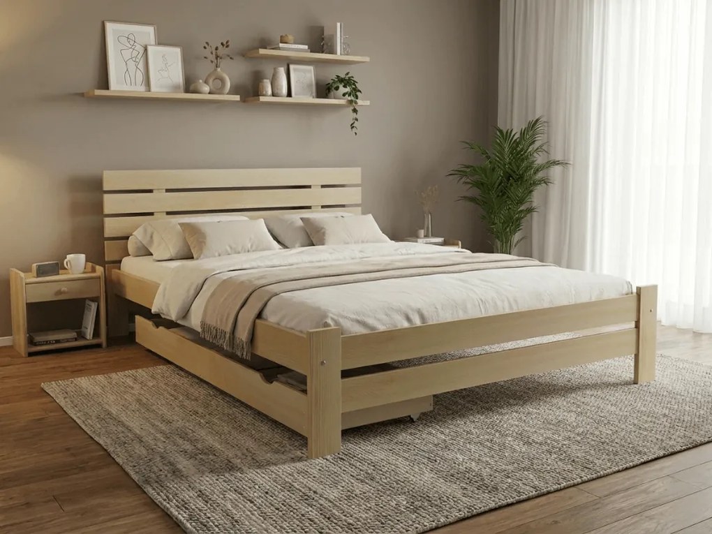 Łóżko PARIS podwyższone 120 x 200 cm, sosna Stelaż: Ze stelażem listwowym rolowanym, Materac: Materac Sommera 18 cm