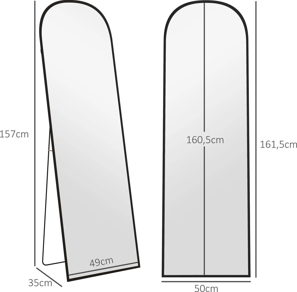 HOMCOM Duże lustro stojące całociałowe nowoczesny design czarna rama 50x1615 cm | Aosom PL