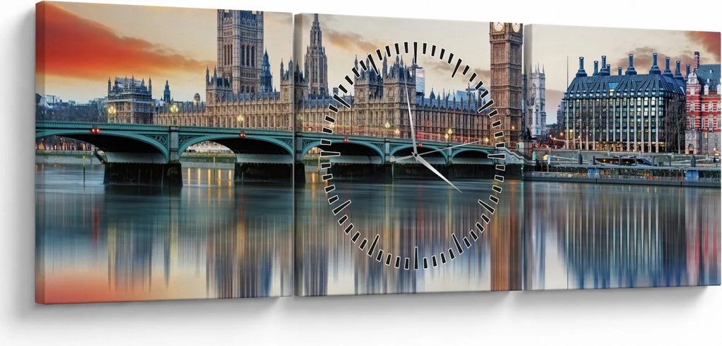 Obraz - Houses of Parliament w Londynie (z zegarem) (90x30 cm)