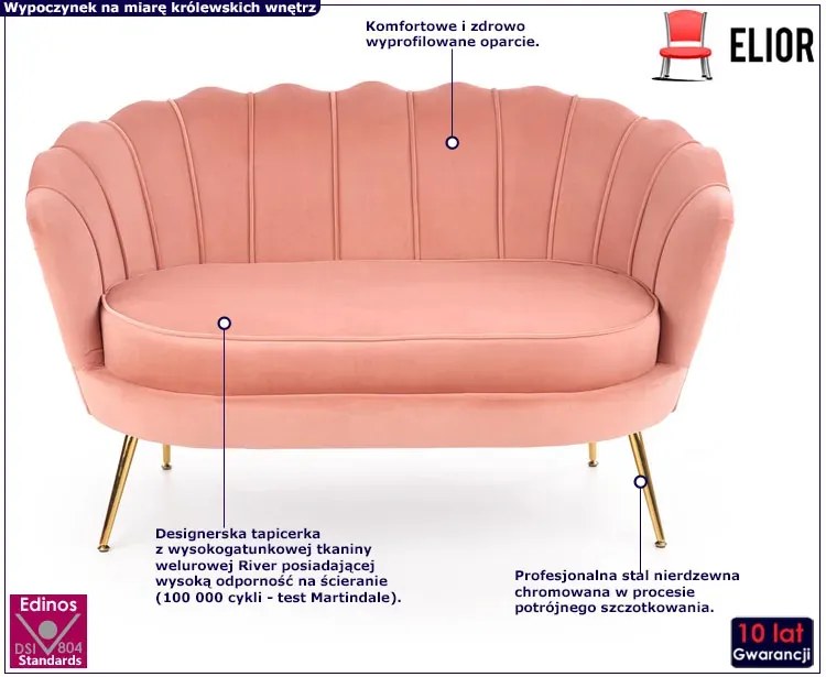 Różowa dwuosobowa sofa muszelka - Ilmsa 4X