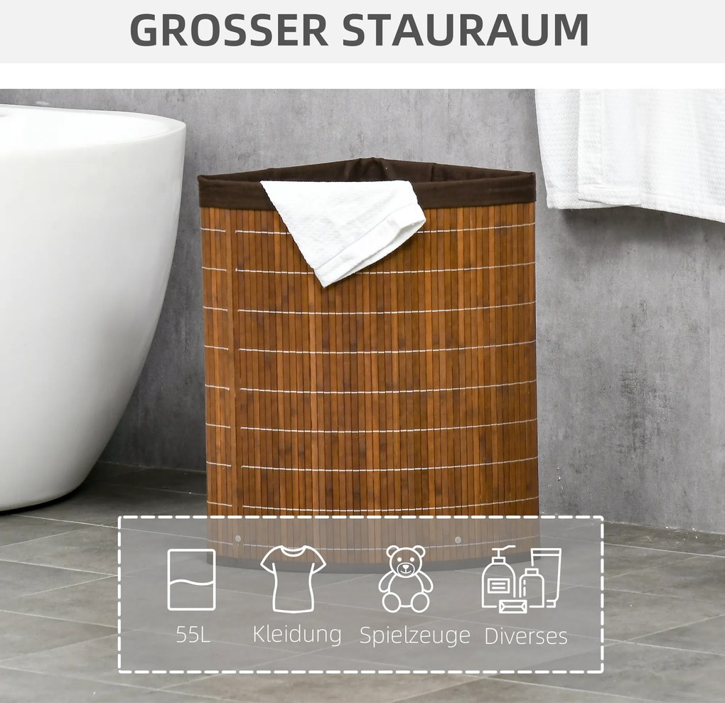 HOMCOM Kosz na pranie z pokrywą Brązowy Praktyczny i estetyczny 38x38x57cm | Aosom PL