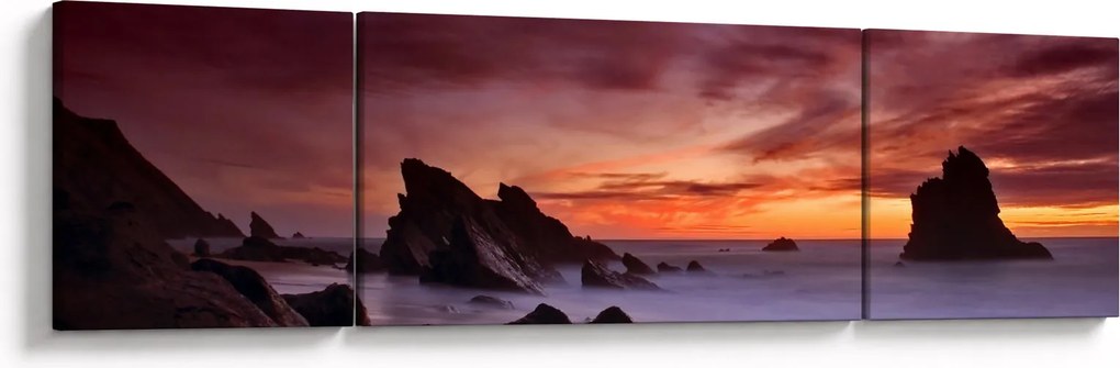 Obraz zachodu słońca na wybrzeżu (170x50 cm)