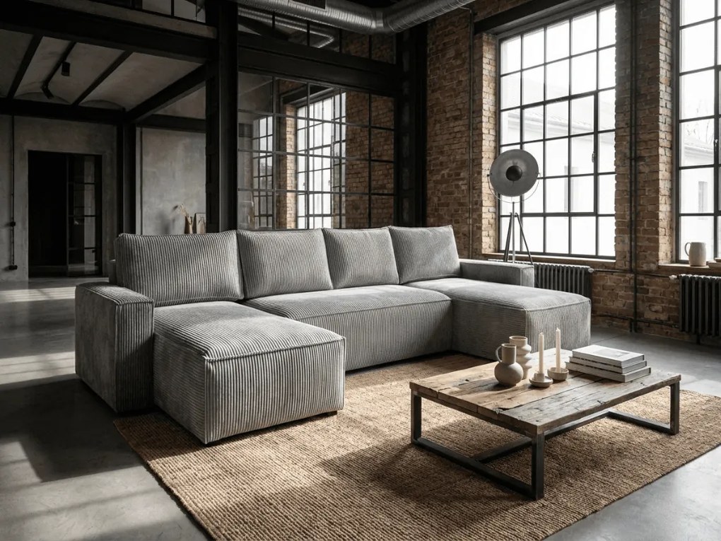 Narożnik w kształcie U SMART COSARO 295x140 cm, jasnoszary