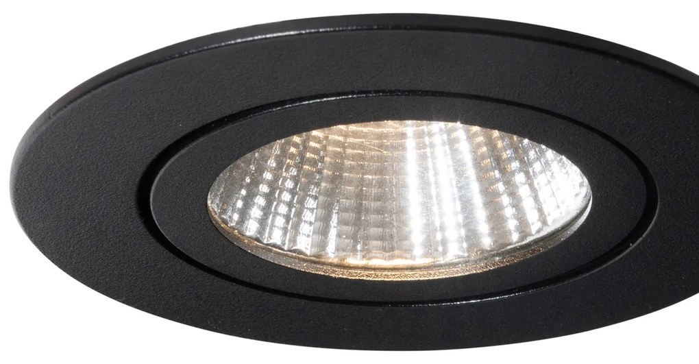 Set van 6 inbouwspots zwart 6,8cm incl. LED 750 lm dimbaar IP23 - Gaius Oswietlenie wewnetrzne