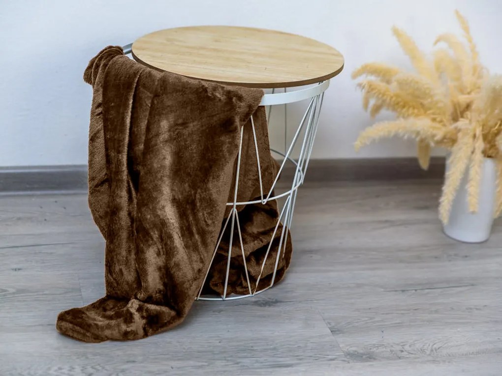 Koc z mikrofibry VIOLET 150x200 cm ciemnobrązowy