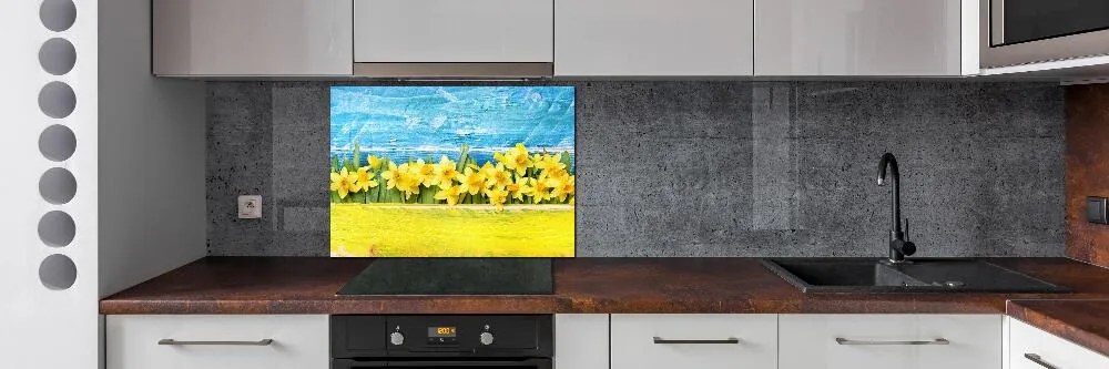 Panel szklany do kuchni Żonkile