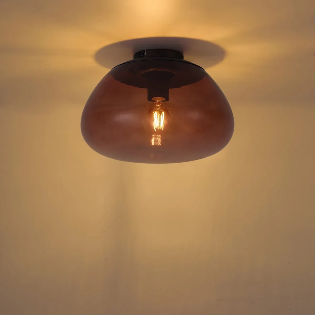 Designerska lampa sufitowa brązowa z brązowym szkłem - Giselle