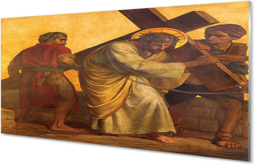 Szklany Panel Jezus i Ludzie pod Krzyżem