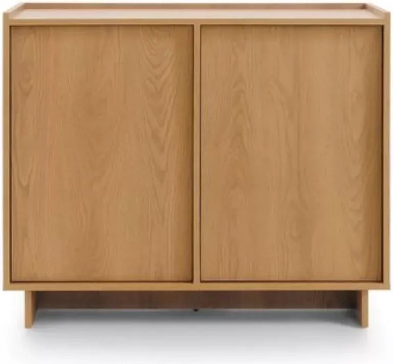 Komoda Vabres 98 cm dąb karmel nowoczesna stojąca 2 drzwi push to open skandynawska laminowana