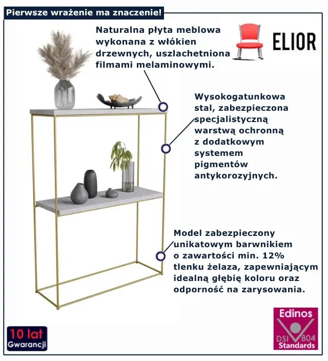 Nowoczesna konsola dąb beton + złoty B5-T77