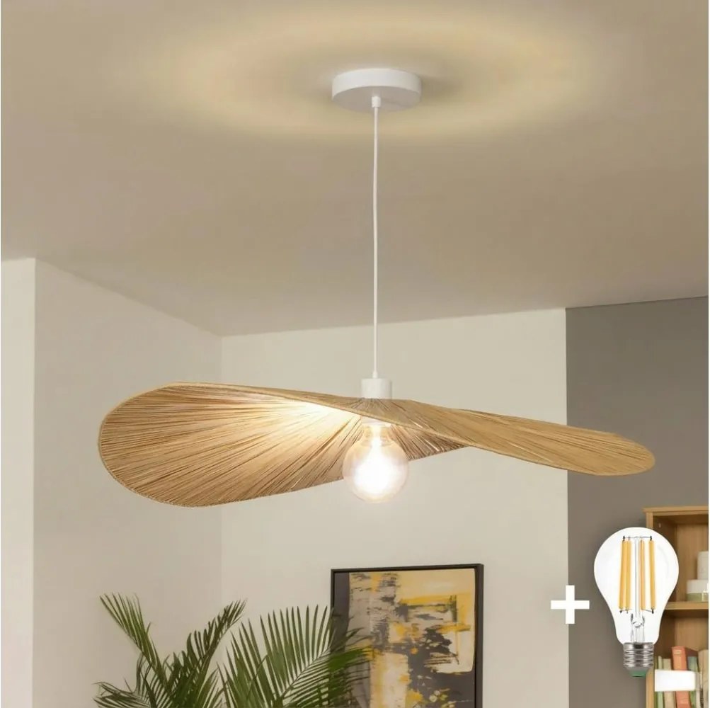 Brilagi - Lampa wisząca na lince LED CERIA BOHO 1xE27/40W/230V Ø 80 cm rafia