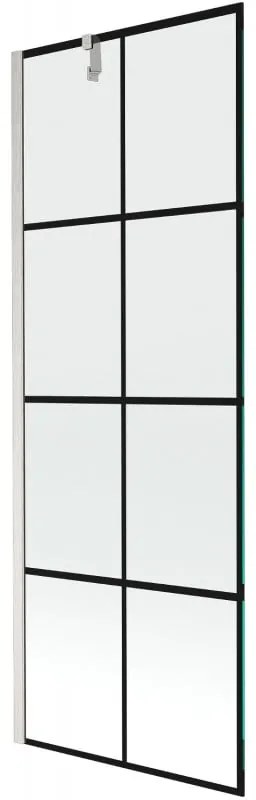 Mexen Next parawan nawannowy 1-skrzydłowy 70 x 150 cm, czarna kratka, nikiel szczotkowany - 895-070-000-00-77-97