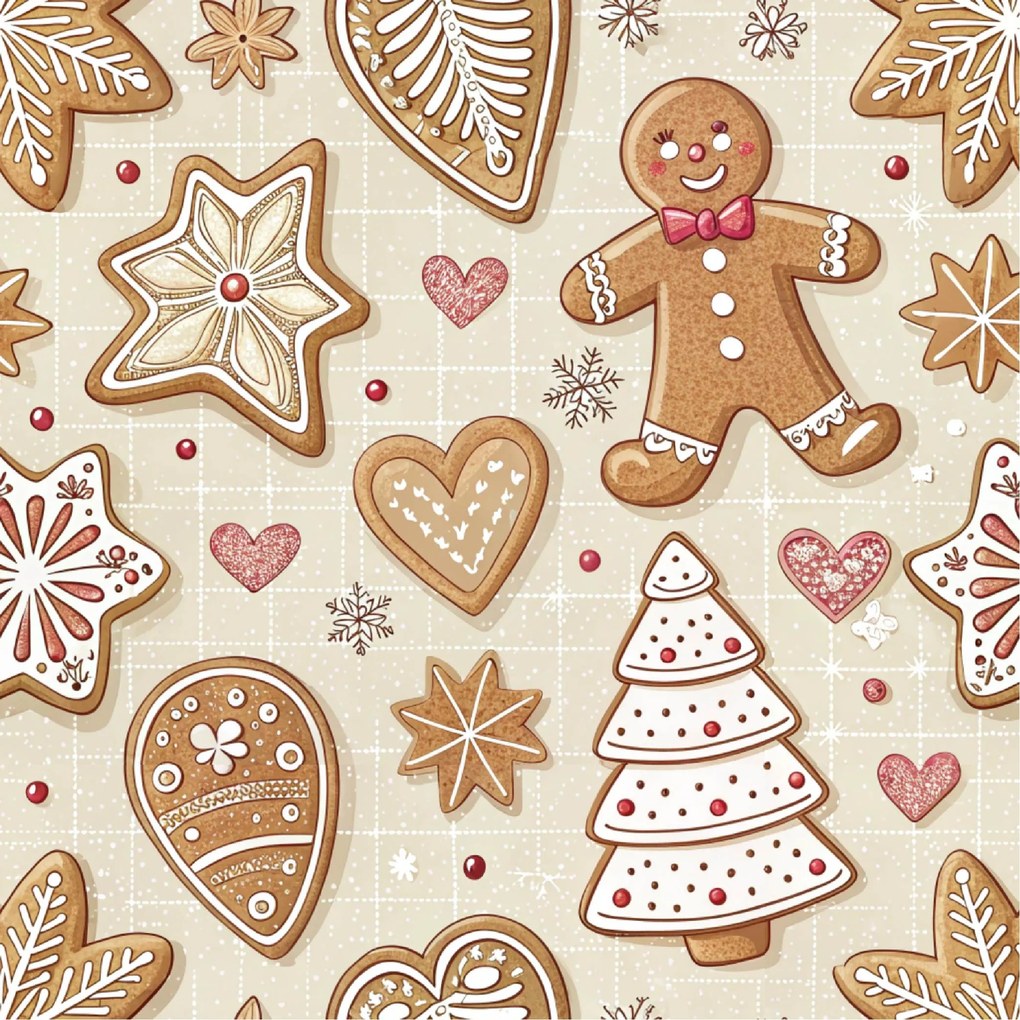 Bawełniana poszewka na poduszkę GINGERBREAD JOY 70x90 cm, beżowy