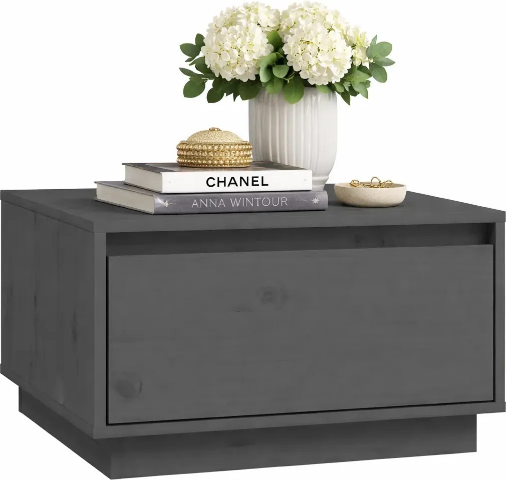 Szary stolik kawowy drewniany z szufladą F5-G49